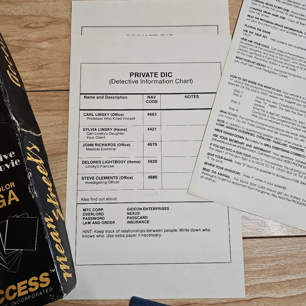 Mean Streets 1989 Vintage PC Game Access Software - 3.5